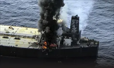 Un pétrolier transportant 270 000 tonnes de carburant en feu au large du Sri Lanka