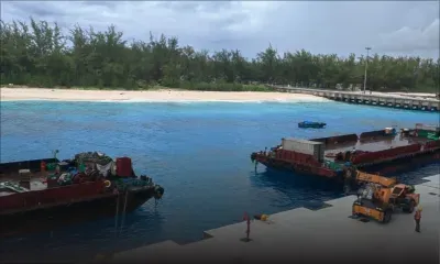 Le Mauritius Trochetia est arrivé à la jetée d’Agalega en marge de l’inauguration des nouvelles installations dans l’archipel