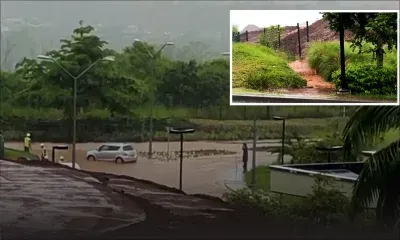 Bagatelle : de l’eau boueuse sur la route 