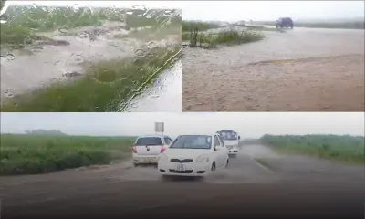 Avis de fortes pluies : des routes inondées à Flacq