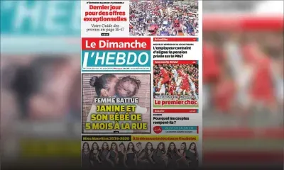 Voici la Une de Le Dimanche / L'Hebdo