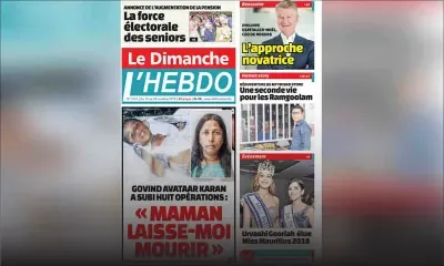Voici la Une de Le Dimanche / L'Hebdo