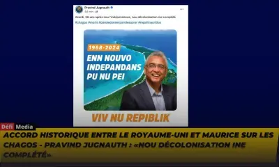 Accord historique entre le Royaume-Uni et Maurice sur les Chagos - Pravind Jugnauth : «Nou décolonisation ine complété»