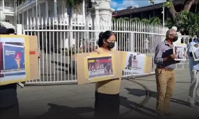 Port-Louis : manif de quelques citoyens contre le traitement des Ouïghours en Chine 