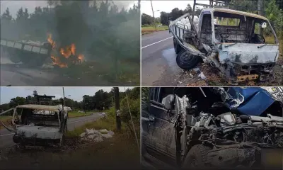 Mare-aux-Vacoas : un camion prend feu après une collision avec un 4x4