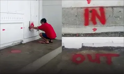 Réouverture des commerces : à Palma, un commerçant ‘marque’ le sol