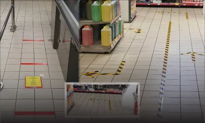 [En images] Nettoyage, désinfection des caddies, marquage au sol… Hypermarchés, supermarchés et boutiques s’activent pour les préparatifs   