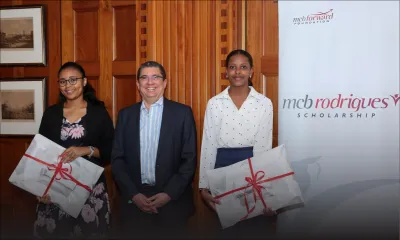 MCB Rodrigues Scholarship 2020 : Alia Lutricia Félicité et Marie Anaëlle Prudence récompensées