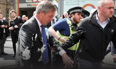 [Vidéo] Angleterre : un homme lance un milk-shake sur le patron du Parti du Brexit
