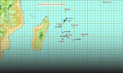 La tempête tropicale modérée Belal continue à se rapprocher dangereusement de Maurice