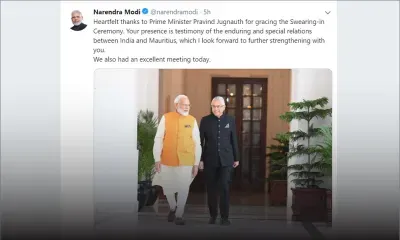 Prestation de serment : Modi remercie Pravind Jugnauth pour sa présence