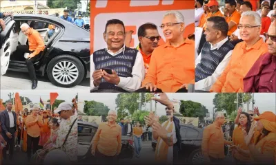 [En images] L'arrivée de Pravind Jugnauth au meeting de l'alliance MSM-ML-LM à Vacoas.