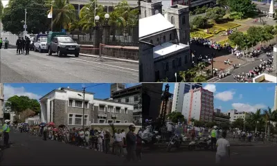 Branches de palmistes en main, les fidèles attendent le souverain pontife à la cathédrale Saint-Louis