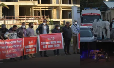 [En images] Transfert de Ramgoolam en Inde : des partisans rouges apportent leur soutien à l’ex-PM 