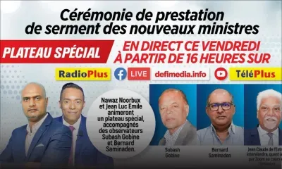 Cérémonie de prestation de serment des nouveaux ministres : Plateau spécial