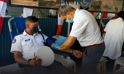 Don de sang au QG de la NCG à Les Salines 