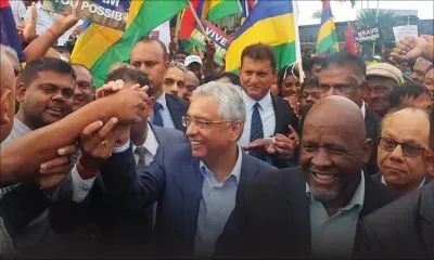 Dossier Chagos : des partisans de Pravind Jugnauth et des membres du GRC présents à Plaisance pour l'accueillir 