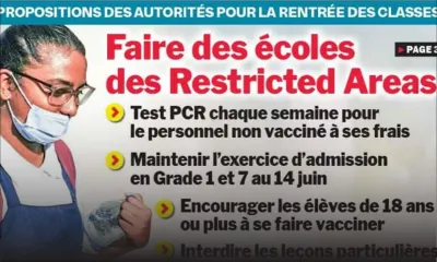Propositions des autorités pour la rentrée des classes : faire des écoles des Restricted Areas