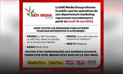 Communiqué du Défi Media Group 