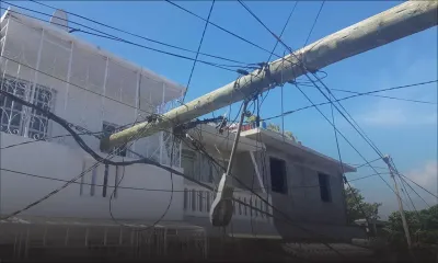 Trèfles : un pylône électrique s'abat sur une maison à étage