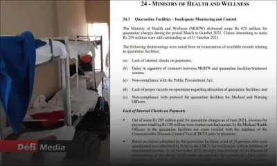 Quarantaine : l’Audit relève des failles dans le décaissement de Rs 198 millions