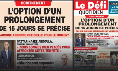 Voici la Une du Defi Quotidien de ce vendredi 01 mai 2020