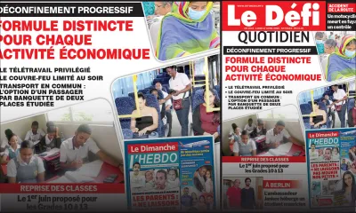 Voici la Une du Defi Quotidien de ce lundi 27 avril 2020