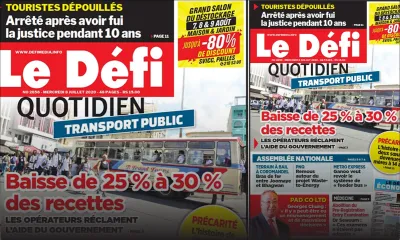 Voici la Une du Defi Quotidien de ce mercredi 8 juillet 2020