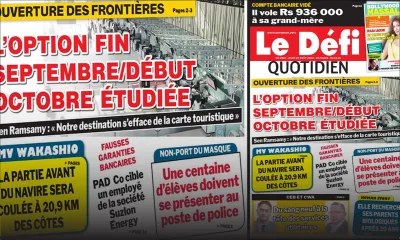 Voici la Une du Defi Quotidien de ce jeudi 20 août 2020