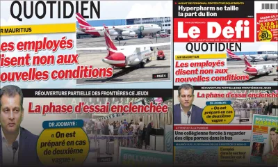 Voici la Une du Défi Quotidien de ce Jeudi 01 Octobre 2020