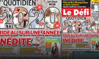 Voici la Une du Défi Quotidien de ce mercredi 30 décembre 2020