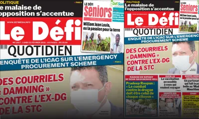 Voici la Une du Défi Quotidien de ce lundi 22 février 2021