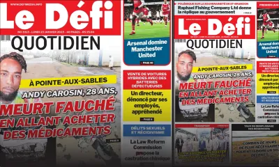 Voici la une du Défi Quotidien de ce lundi 23 Janvier 2023