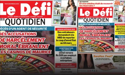 Voici la une du Défi Quotidien de ce mardi 24 Janvier 2023