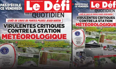 Voici la une du Défi Quotidien de ce vendredi 27 Janvier 2023