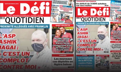 Voici la une du Défi Quotidien de ce Mercredi 15 Février 2023