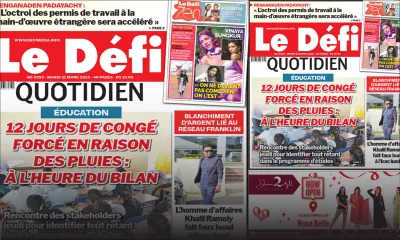 Voici la une du Défi Quotidien de ce Mardi 21 Mars 2023