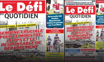 Voici la une du Défi Quotidien de ce Lundi 03 Avril 2023