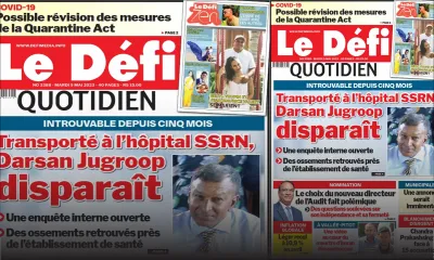 Voici la une du Défi Quotidien de ce Mardi 09 Mai 2023