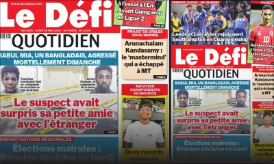 Voici la une du Défi Quotidien de ce Lundi 29 Mai 2023