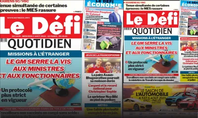 Voici la une du Défi Quotidien de ce Mercredi 02 Août 2023