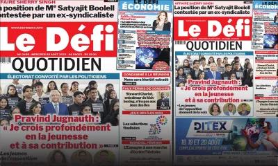 Voici la une du Défi Quotidien de ce Mercredi 16 Août 2023