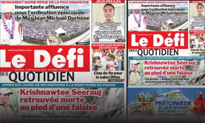 Voici la une du Défi Quotidien de ce Lundi 21 Août 2023