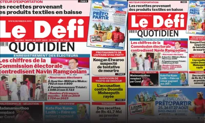 Voici la une du Défi Quotidien de ce Mardi 22 Août 2023