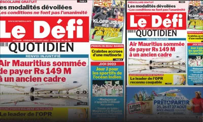 Voici la une du Défi Quotidien de ce Vendredi 25 Août 2023