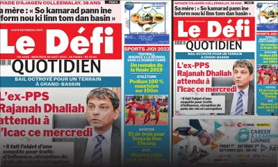 Voici la une du Défi Quotidien de ce Mercredi 30 Août 2023