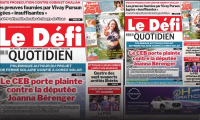 Voici la une du Défi Quotidien de ce Mardi 19 Septembre 2023