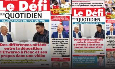 Voici la une du Défi Quotidien de ce Vendredi 22 Septembre 2023