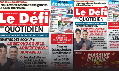 Voici la une du Défi Quotidien de ce Mercredi 27 Septembre 2023