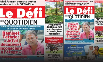 Voici la une du Défi Quotidien de ce Lundi 02 Octobre 2023